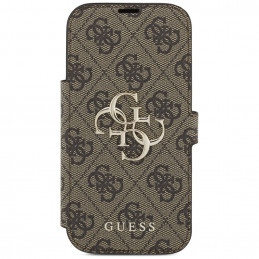 „Guess Book 4G“ metalinis logotipo dėklas, skirtas „iPhone 17 Pro“ – rudas