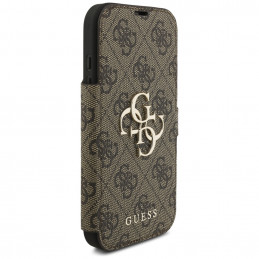 „Guess Book 4G“ metalinis logotipo dėklas, skirtas „iPhone 17 Pro“ – rudas