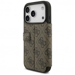 „Guess Book 4G“ metalinis logotipo dėklas, skirtas „iPhone 17 Pro“ – rudas
