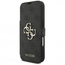 „Guess Book 4G“ metalinis logotipo dėklas, skirtas „iPhone 17 Pro“ – juodas