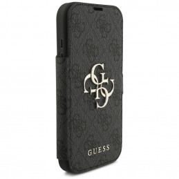 „Guess Book 4G“ metalinis logotipo dėklas, skirtas „iPhone 17 Pro“ – juodas