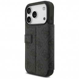 „Guess Book 4G“ metalinis logotipo dėklas, skirtas „iPhone 17 Pro“ – juodas