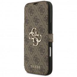 „Guess Book 4G“ metalinis logotipo dėklas, skirtas „iPhone 17 Pro Max“ – rudas