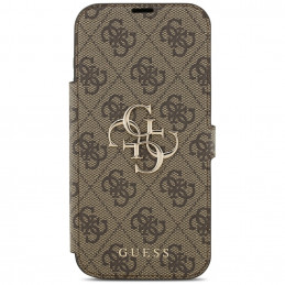 „Guess Book 4G“ metalinis logotipo dėklas, skirtas „iPhone 17 Pro Max“ – rudas