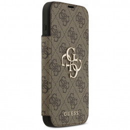 „Guess Book 4G“ metalinis logotipo dėklas, skirtas „iPhone 17 Pro Max“ – rudas