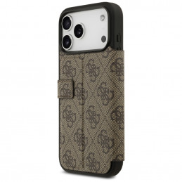 „Guess Book 4G“ metalinis logotipo dėklas, skirtas „iPhone 17 Pro Max“ – rudas