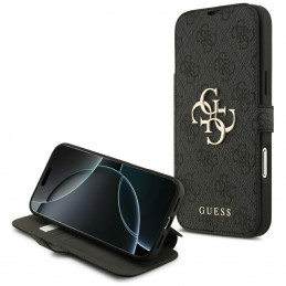 „Guess Book 4G“ metalinis logotipo dėklas, skirtas „iPhone 17 Pro Max“ – juodas