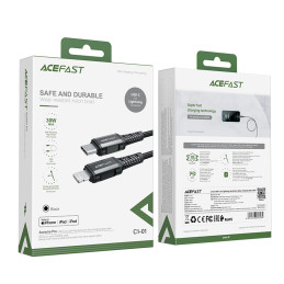 Acefast C1-01 Lightning – USB-C MFi PD laidas 30W 3A 480Mb/ s 1,2m – juodas