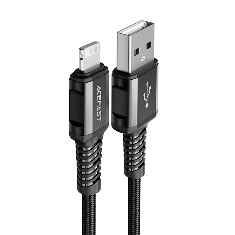 Acefast MFI USB – žaibo kabelis 1,2 m, 2,4 A juodas (C1-02 juodas)