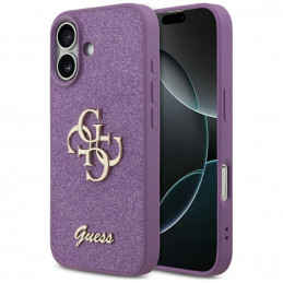 „Guess Fixed Glitter Big 4G“ dėklas, skirtas „iPhone 17“ – violetinis