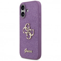 „Guess Fixed Glitter Big 4G“ dėklas, skirtas „iPhone 17“ – violetinis