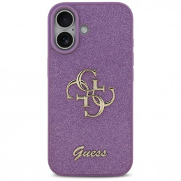 „Guess Fixed Glitter Big 4G“ dėklas, skirtas „iPhone 17“ – violetinis
