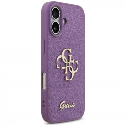 „Guess Fixed Glitter Big 4G“ dėklas, skirtas „iPhone 17“ – violetinis