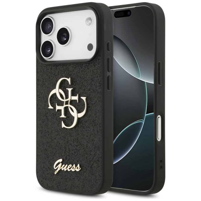 „Guess“ fiksuoto blizgučių dizaino „iPhone 17 Pro“ dėklas – juodas