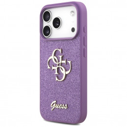 „Guess“ fiksuoto blizgučių dizaino „iPhone 17 Pro“ dėklas – violetinis