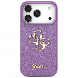 „Guess“ fiksuoto blizgučių dizaino „iPhone 17 Pro“ dėklas – violetinis