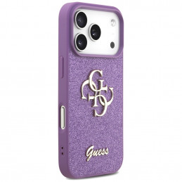 „Guess“ fiksuoto blizgučių dizaino „iPhone 17 Pro“ dėklas – violetinis