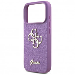 „Guess“ fiksuoto blizgučių dizaino „iPhone 17 Pro“ dėklas – violetinis