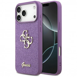„Guess Fixed Glitter Big 4G“ dėklas, skirtas „iPhone 17 Pro Max“ – violetinis