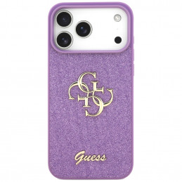 „Guess Fixed Glitter Big 4G“ dėklas, skirtas „iPhone 17 Pro Max“ – violetinis