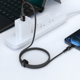 Acefast MFI USB – žaibo kabelis 1,2 m, 2,4 A juodas (C1-02 juodas)
