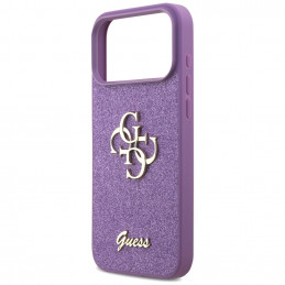 „Guess Fixed Glitter Big 4G“ dėklas, skirtas „iPhone 17 Pro Max“ – violetinis