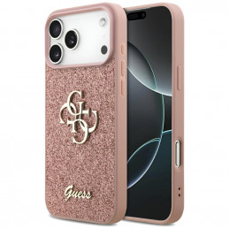 „Guess“ fiksuoto blizgučių dizaino „iPhone 17 Pro Max“ dėklas – rožinis