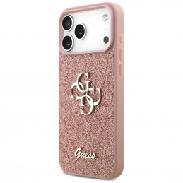 „Guess“ fiksuoto blizgučių dizaino „iPhone 17 Pro Max“ dėklas – rožinis