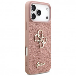 „Guess“ fiksuoto blizgučių dizaino „iPhone 17 Pro Max“ dėklas – rožinis