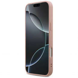 „Guess“ fiksuoto blizgučių dizaino „iPhone 17 Pro Max“ dėklas – rožinis