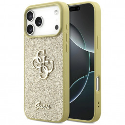 „Guess“ fiksuoto blizgučių dizaino „iPhone 17 Pro Max“ dėklas – auksinis