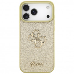„Guess“ fiksuoto blizgučių dizaino „iPhone 17 Pro Max“ dėklas – auksinis