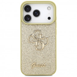 „Guess“ fiksuoto blizgučių dizaino „iPhone 17 Pro“ dėklas – auksinis
