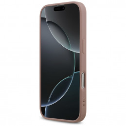 „Guess“ fiksuoto blizgučių dizaino „iPhone 17“ dėklas – rožinis