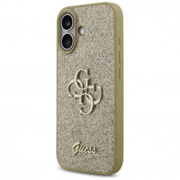 „Guess“ fiksuoto blizgučių dizaino „iPhone 17“ dėklas – auksinis