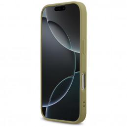 „Guess“ fiksuoto blizgučių dizaino „iPhone 17“ dėklas – auksinis