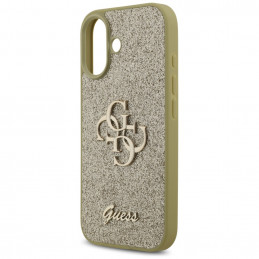 „Guess“ fiksuoto blizgučių dizaino „iPhone 17“ dėklas – auksinis