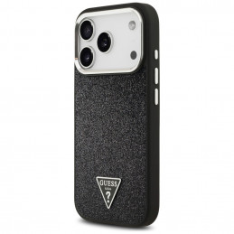 „Guess“ blizgantis trikampio formos logotipas su „MagSafe“ dėklu, skirtu „iPhone 17 Pro“ – juodas