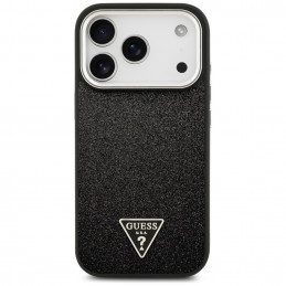 „Guess“ blizgantis trikampio formos logotipas su „MagSafe“ dėklu, skirtu „iPhone 17 Pro“ – juodas