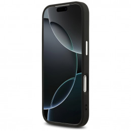 „Guess“ blizgantis trikampio formos logotipas su „MagSafe“ dėklu, skirtu „iPhone 17 Pro“ – juodas