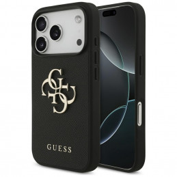 „Guess Grained Big 4G & Classic Logo“ dėklas, skirtas „iPhone 17 Pro“ – juodas
