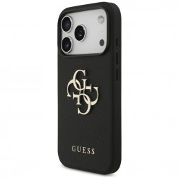 „Guess Grained Big 4G & Classic Logo“ dėklas, skirtas „iPhone 17 Pro“ – juodas