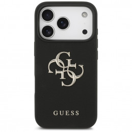 „Guess Grained Big 4G & Classic Logo“ dėklas, skirtas „iPhone 17 Pro“ – juodas