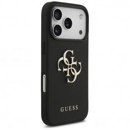 „Guess Grained Big 4G & Classic Logo“ dėklas, skirtas „iPhone 17 Pro“ – juodas