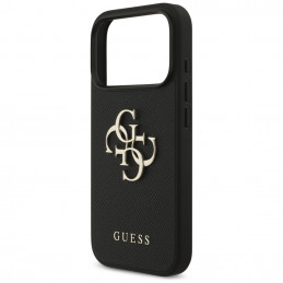„Guess Grained Big 4G & Classic Logo“ dėklas, skirtas „iPhone 17 Pro“ – juodas