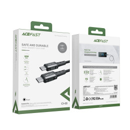 Acefast C1-03 USB-C – USB-C PD QC kabelis 60W 3A 480Mb/ s 1,2m – juodas
