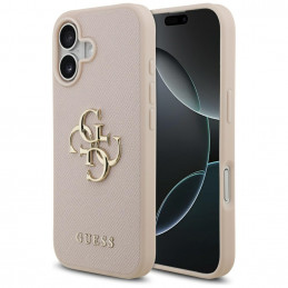 „Guess“ grūdėtas didelis 4G ir klasikinio logotipo iPhone 17 dėklas – rožinis