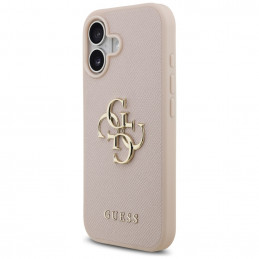 „Guess“ grūdėtas didelis 4G ir klasikinio logotipo iPhone 17 dėklas – rožinis
