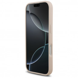 „Guess“ grūdėtas didelis 4G ir klasikinio logotipo iPhone 17 dėklas – rožinis