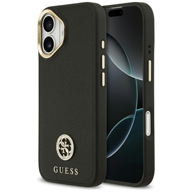 „Guess“ grūdėto Strass logotipo „MagSafe“ dėklas, skirtas iPhone 17 – juodas
